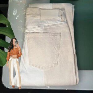 DL1961 Patti Straight High-Rise Vintage Ankle Jeans in Ecru Blocked - Size 25